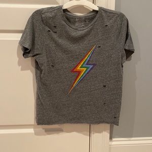 COPY - Original Retro Brand Womens Grey Rainbow Lightning Bolt T-shirt
